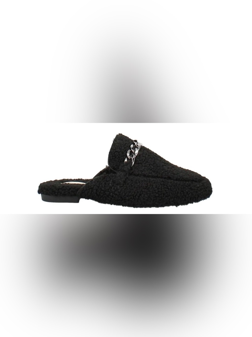 Vintage Havana Black Wool Snug Easy Slides with Chain Detail - Size 8.5 (NIB)